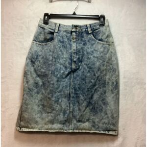 Giorgio Morandi Women's Denim skirt size 11/12 waist 28 inch x 21 Acid Wash Bow